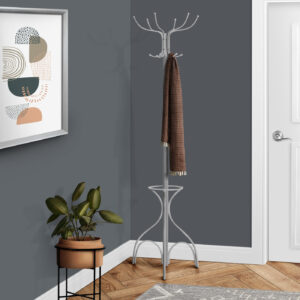 Silver metal umbrella holder coat rack