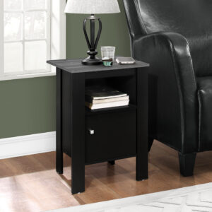 Accent Table, Side, End, Nightstand, Lamp, Storage, Living Room, Bedroom, Black And Grey Laminate, Transitional