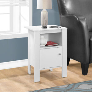Accent Table, Side, End, Nightstand, Lamp, Storage, Living Room, Bedroom, White Laminate, Transitional