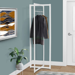 Coat Rack, Hall Tree, Entryway, 72"H, Bedroom, White Metal, Contemporary, Modern