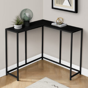 Accent Table, Console, Entryway, Narrow, Corner, Living Room, Bedroom, Black Laminate, Black Metal, Contemporary, Modern