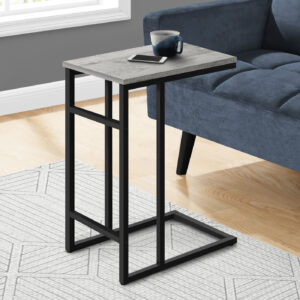 Accent Table, C-shaped, End, Side, Snack, Living Room, Bedroom, Grey Laminate, Black Metal, Contemporary, Modern
