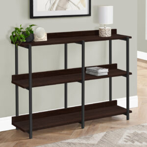 Accent Table, Console, Entryway, Narrow, Sofa, Living Room, Bedroom, Brown Laminate, Black Metal, Contemporary, Modern