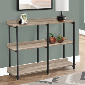 Accent Table, Console, Entryway, Narrow, Sofa, Living Room, Bedroom, Brown Laminate, Black Metal, Contemporary, Modern