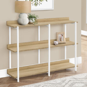 Accent Table, Console, Entryway, Narrow, Sofa, Living Room, Bedroom, Natural Laminate, Black Metal, Contemporary, Modern