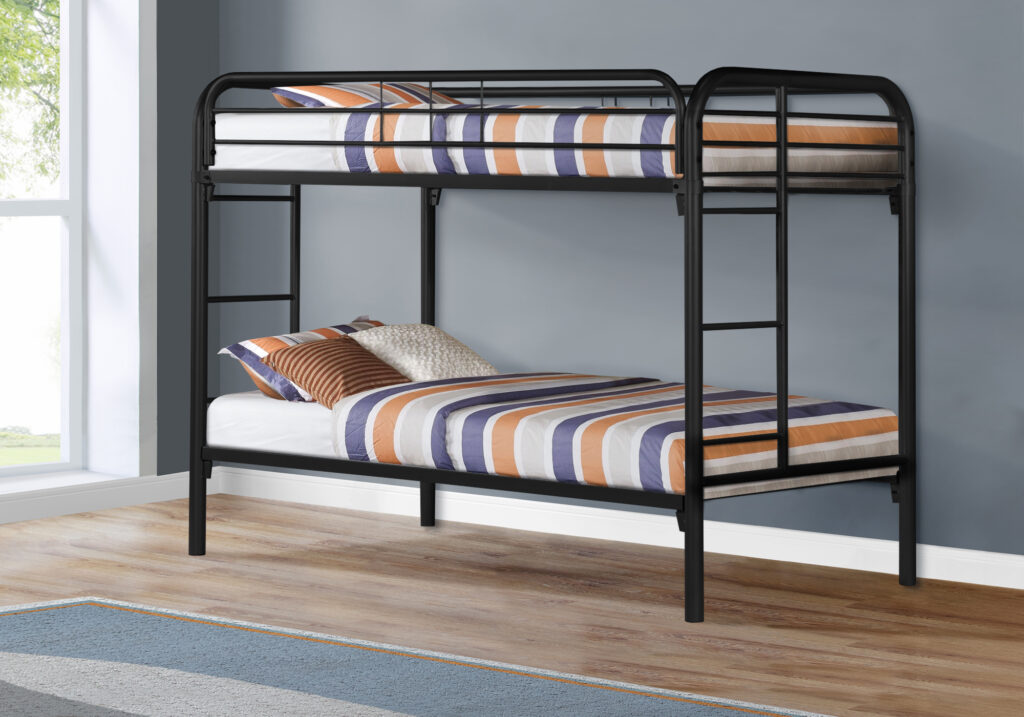 Black metal twin twin bunk bed