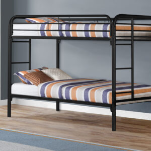 Black metal twin twin bunk bed