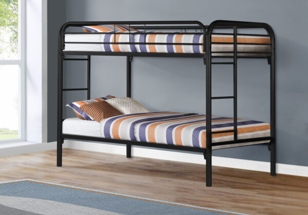 Black metal twin twin bunk bed
