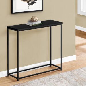 Accent Table, Console, Entryway, Narrow, Sofa, Living Room, Bedroom, Black Laminate, Black Metal, Contemporary, Modern