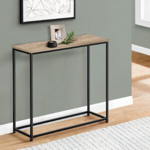 Accent Table, Console, Entryway, Narrow, Sofa, Living Room, Bedroom, Brown Laminate, Black Metal, Contemporary, Modern