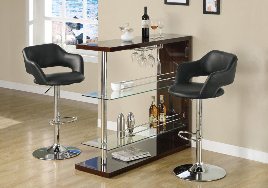 Black metal chrome hydraulic lift barstool