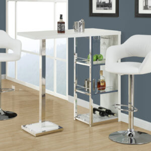 White metal chrome hydraulic lift barstool
