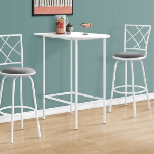 Home Bar, Bar Table, Bar Height, Pub, 36" Rectangular, Small, Kitchen, White Laminate, Metal, Contemporary, Modern