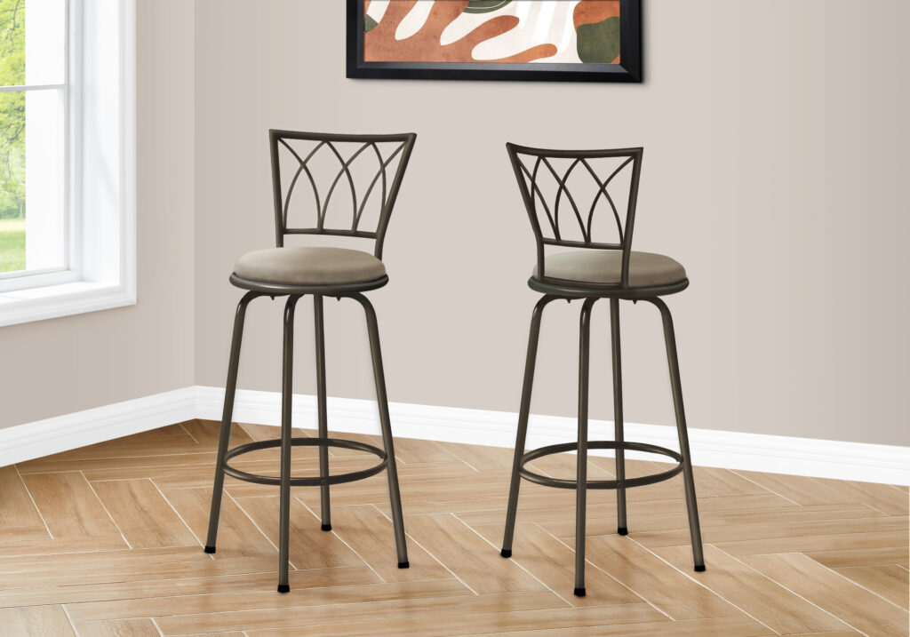 Dark coffee metal 2-piece swivel barstool