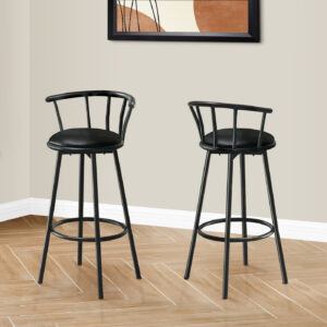 Black metal 2-piece swivel barstool