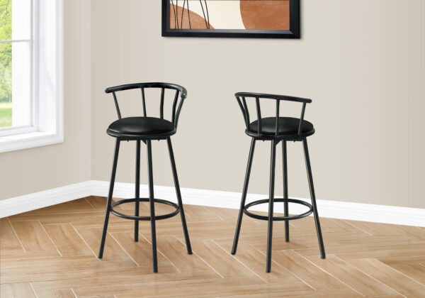 Black metal 2-piece swivel barstool