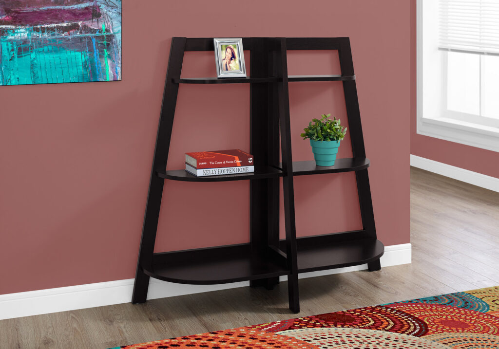 Bookshelf, Bookcase, Etagere, 3 Tier, 48″H, Office, Bedroom, Brown Laminate, Contemporary, Modern