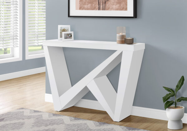 Accent Table, Console, Entryway, Narrow, Sofa, Living Room, Bedroom, White Laminate, Contemporary, Modern