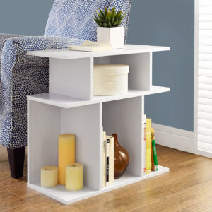 Accent Table, Side, End, Nightstand, Lamp, Living Room, Bedroom, White Laminate, Contemporary, Modern