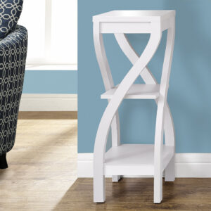 Accent Table, Side, End, Plant Stand, Square, Living Room, Bedroom, White Laminate, Contemporary, Modern