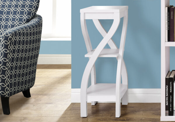 Accent Table, Side, End, Plant Stand, Square, Living Room, Bedroom, White Laminate, Contemporary, Modern
