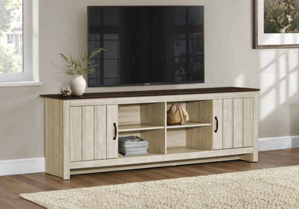 Tv Stand, 72 Inch, Console, Media Entertainment Center, Storage Cabinet, Living Room, Beige Laminate, Brown Oak Laminate, Contemporary
