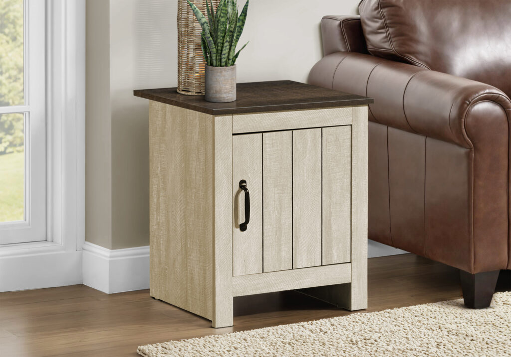 Accent Table, 22″ H, End, Side Table, Storage, Nightstand, Bedroom, Living Room, Beige Laminate, Dark Oak Laminate, Contemporary