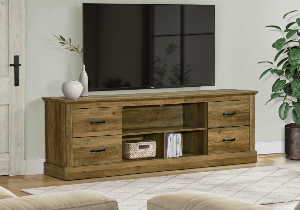 Tv Stand, 72 Inch, Console, Storage Drawers, Media Entertainment Center, Living Room, Bedroom, Brown Oak Laminate, Transitional