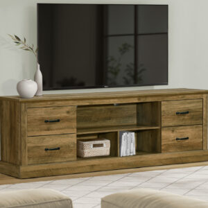 Tv Stand, 72 Inch, Console, Storage Drawers, Media Entertainment Center, Living Room, Bedroom, Brown Oak Laminate, Transitional