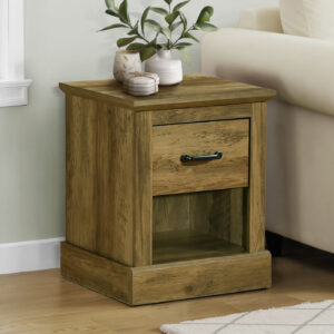 Accent Table, 21"H, End, Side Table, Storage Drawer, Nightstand, Lamp, Living Room, Bedroom, Dark Brown Oak Laminate, Transitional