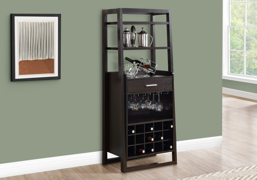 Espresso ladder style home bar