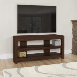 Tv Stand, 42 Inch, Console, Media Entertainment Center, Storage Shelves, Living Room, Bedroom, Brown Laminate, Contemporary, Modern