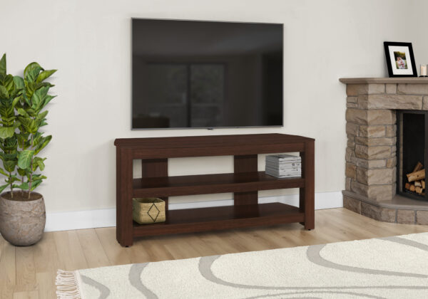 Tv Stand, 42 Inch, Console, Media Entertainment Center, Storage Shelves, Living Room, Bedroom, Brown Laminate, Contemporary, Modern