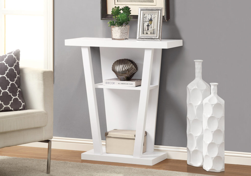 White hall console accent table