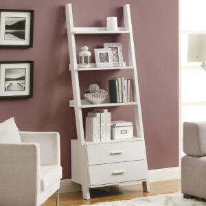 White ladder 2 storage drawers bookcase