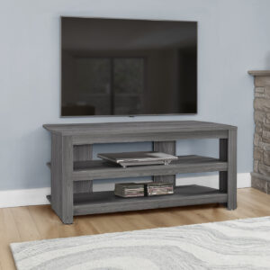 Tv Stand, 42 Inch, Console, Media Entertainment Center, Storage Shelves, Living Room, Bedroom, Grey Laminate, Contemporary, Modern