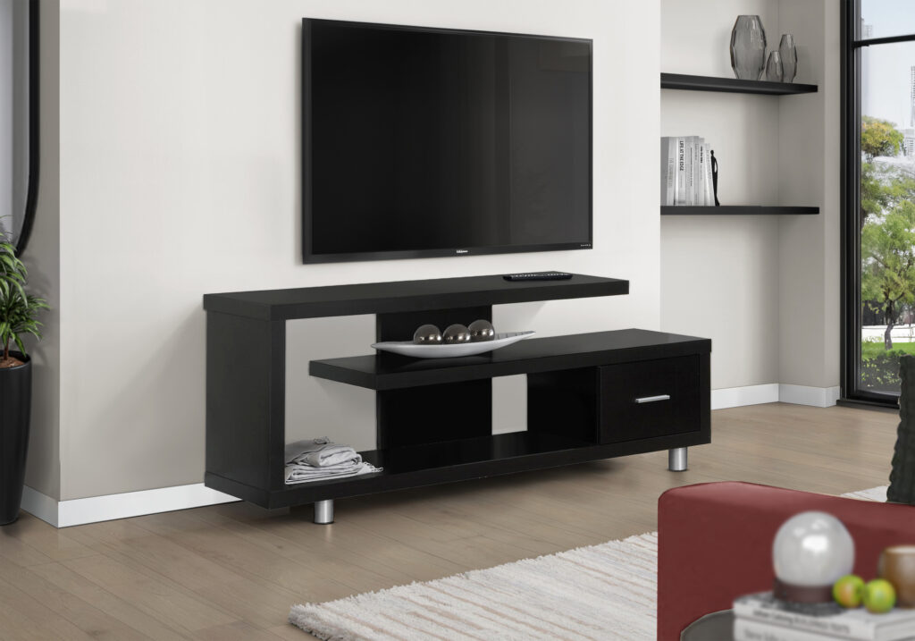 Tv Stand, 60 Inch, Console, Media Entertainment Center, Storage Cabinet, Living Room, Bedroom, Brown Laminate, Contemporary, Modern