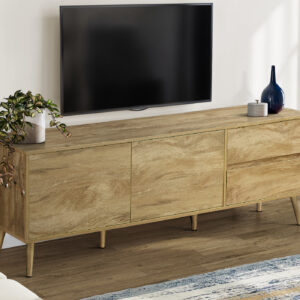 Tv Stand, 72 Inch, Console, Media Entertainment Center, Storage Drawers, Storage Cabinet, Walnut Laminate, Mid Century