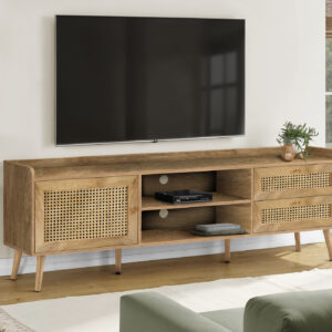 Tv Stand, 72 Inch, Console, Media Entertainment Center, Storage Cabinet, Living Room, Bedroom, Walnut Laminate, Wood Legs, Transitional