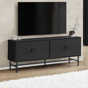 Tv Stand, 60 Inch, Console, Media Entertainment Center, Storage Cabinet, Living Room, Bedroom, Black Laminate, Black Metal, Contemporary, Modern
