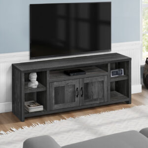 Tv Stand, 60 Inch, Console, Media Entertainment Center, Storage Cabinet, Living Room, Bedroom, Black Laminate, Transitional