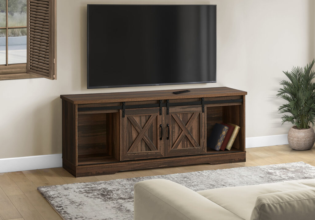 Tv Stand, 60 Inch, Console, Media Entertainment Center, Storage Cabinet, Living Room, Bedroom, Brown Laminate, Transitional