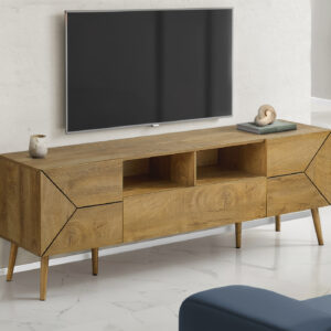 Tv Stand, 72 Inch, Console, Media Entertainment Center, Storage Drawer, Walnut Laminate, Mid Century, Modern