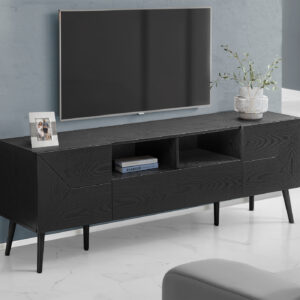 Tv Stand, 72 Inch, Console, Media Entertainment Center, Storage Drawer, Black Laminate, Mid Century, Modern