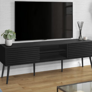 Tv Stand, 72 Inch, Media Entertainment Center, Storage Cabinet, Console, Storage Shelves, Bedroom, Living Room, Black Laminate, Contemporary