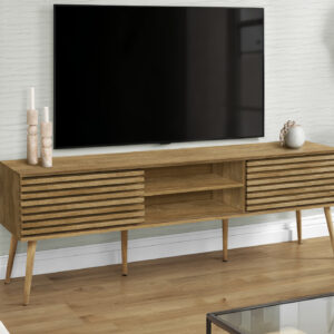 Tv Stand, 72 Inch, Media Entertainment Center, Storage Cabinet, Console, Storage Shelves, Bedroom, Living Room, Walnut Laminate, Contemporary, Modern