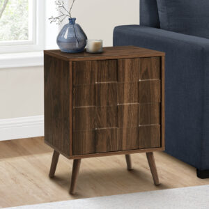 Accent Table, End, Side Table, Small, Storage, Lamp, Walnut Laminate, Modern