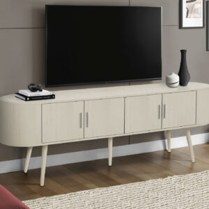 Tv Stand, 72 Inch, Console, Bedroom, Living Room, Media Entertainment Center, Storage Cabinet, Antique White Laminate, Contemporary, Mid Century