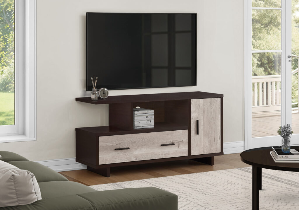 Tv Stand, 48 Inch, Console, Media Entertainment Center, Storage Cabinet, Drawers, Living Room, Bedroom, Brown Laminate, Contemporary, Modern