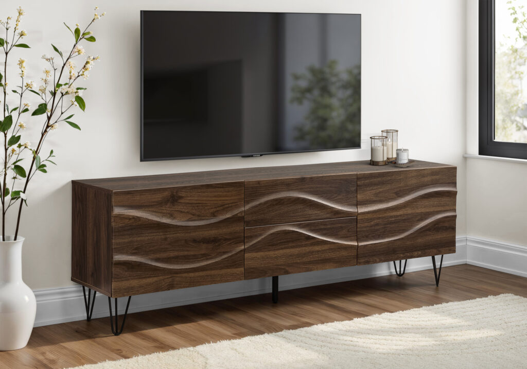 Tv Stand, 72 Inch, Console, Media Entertainment Center, Storage Cabinet, Storage Drawers, Bedroom, Living Room, Brown Laminate, Mid Century, Modern
